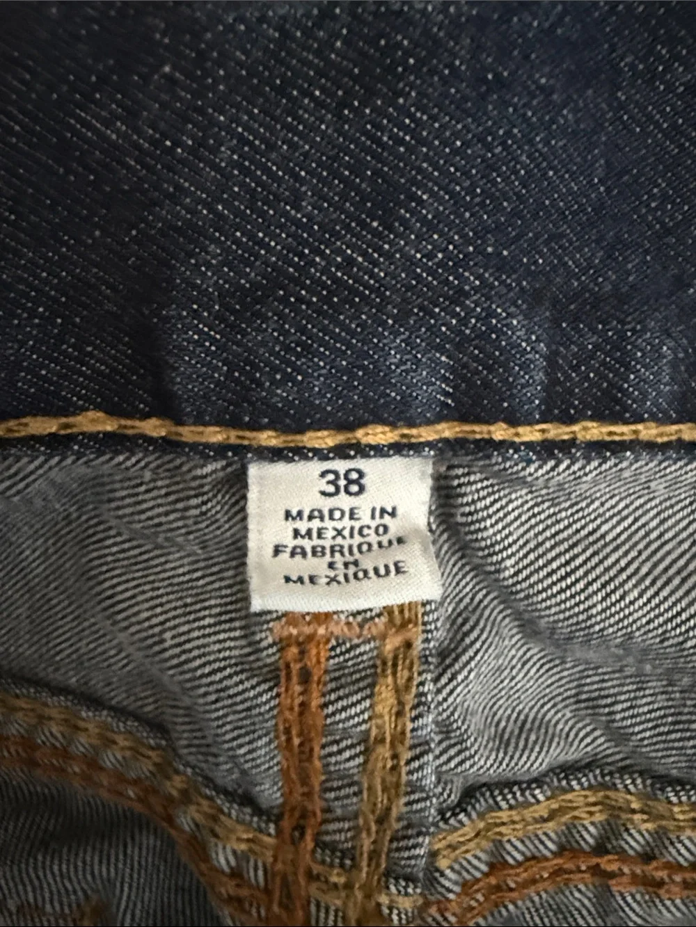 True Religion Men's Dark Blue Jeans with Orange Contrast Stitching